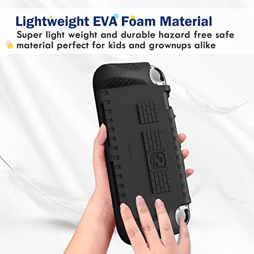 FINTIE Kid-Friendly Ultraligh Case for Nintendo Switch OLED Model (2021) | Game Card Slots, Ergonomic Grip Design, Lightweight EVA Foam, Anti-Scratch Protective Grip Case Cover, Black - color: Black