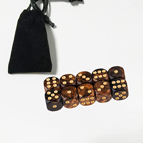 10PCS Polyhedral Dice D6 Dice 16mm Acrylic Dice Game Dice for RPG MTG DND Dice Table Games (Black Gold) - color: Black Gold