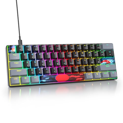 Owpkeenthy 60% Percent Keyboard Mechanical Gaming with Red Switch Wired Ultra Compact RGB Mini Keyboard Backlit for PC Xbox PS4 (Dark/Red Switch) - color: Dark/ Red Switch