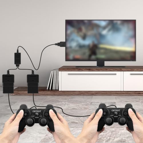 OSTENT Dual USB Adapter Converter Cable Cord for Sony PlayStation 1/2 PS One PSX Wired Controller Gamepad Joystick to PC Laptop