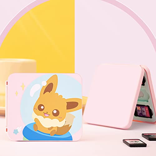DLseego Cute Fox Game Case For Switch Lite / Switch / Switch OLED, 12 Slots Game Cards Holder and 12 Micro SD Card Slots, Portable Game Card Storage Cartridge Box - color: F Pink