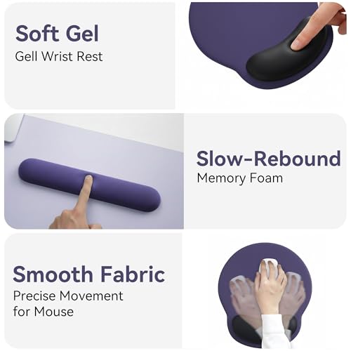 Mouse Pad with Keyboard Wrist Rest,Ergonomic Mouse Pad Wrist Support PU Base with Coaster,Mousepad with Nonslip Base for Computer Laptop Keyboard Home&Office - color: M-Black Plants