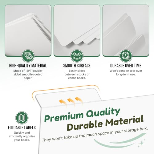 Comic Book Dividers, Thick Cardboard Card Separator Comic Book Dividers for Comic Book Storage Boxes Office Supplies (25, White, Large)