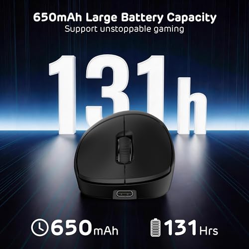 RK ROYAL KLUDGE MG5 8K Wireless Gaming Mouse, 42K DPI PAW3950 Sensor, 56g Lightweight Ergonomic Mouse, Dual 8000Hz Polling Rate, Tri-Mode 2.4G/BT/USB-C, Programmable Web Drive for PC Win/Mac - color: Black