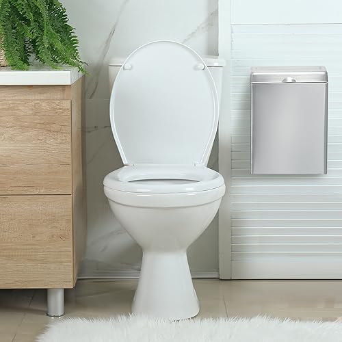 Tioncy Sanitary Napkin Receptacle, Tampon Disposal Bin Wall Mounted Tampon Holder Stainless Steel Sanitary Napkin Disposal Bins for Home Office Public Restrooms Bathroom(Natural Color, 1 Piece) - color: Natural Color
