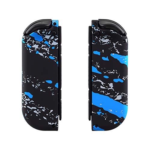 eXtremeRate DIY Replacement Shell Buttons for Nintendo Switch & Switch OLED, Blue Coating Splash Soft Touch Housing with Full Set Button for Joycon Handheld Controller - Console Shell NOT Included - color: Blue Coating Splash