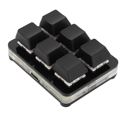 Fabater 6 Key Keypad, One Handed Mechanical Gaming Keyboard, Small USB Wired RGB Keypad DIY Programmable keypad for Game Office (Black) - color: Black