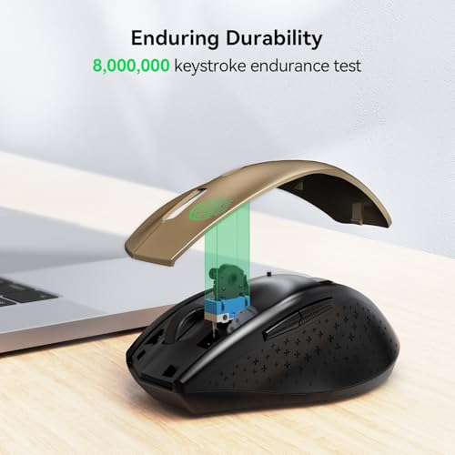 TECKNET 2.4G Wireless Mouse, 4800 DPI Ergonomic Computer Mouse, Gold Black | Mouse for Laptop with USB Receiver, 6 Adjustable DPI, Quiet Click, 30-Month Battery, 6 Button, Portable for PC Chromebook Mac - color: Gold