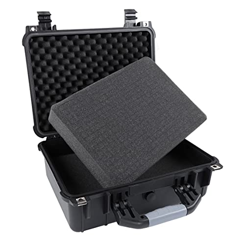 Tactical45 Hard Case with Foam - 16 x 13 x 7in Hard Shell Waterproof Storage Case with Pluck Padding Protective Latching Suitcase for Rifles, Cameras, Handguns, Drones, Guitars, and Electronics