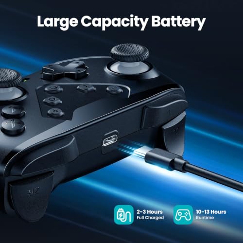 VOYEE Switch Controllers Compatible with Switch/Lite/OLED, Programming Wireless Pro Controller with Motion Control, Vibration, Wake-up, Turbo, Screenshot - color: Gray