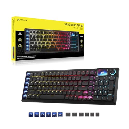 Corsair Vanguard AIR 99 Wireless Low-Profile Optical-Mechanical RGB Gaming Keyboard – QWERTY US, 99% Layout, OPX Switches, 8000Hz Hyper-Polling, Stream Deck Integration, Flashtap SOCD – Black - color: Black
