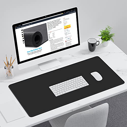 Dapesuom Large Gaming Mouse Pad, Extended Mouse Mat with Stitched Edges, Full Size Keyboard Pad with Non-Slip Base, Big XXL Computer Desk Mats for Gamer, Laptop, Office, 31.5 x 15.7in, Jet Black - color: Jet Black, size: 31.5L x 15.7W inches