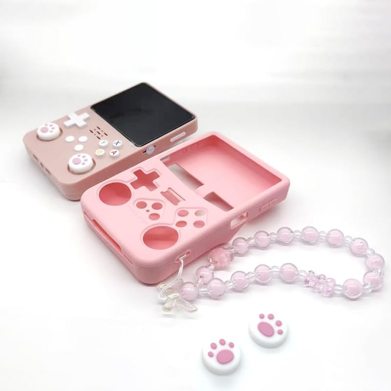 Silicone Case for R36S Handheld Game Console Protective Case with Lanyard Button Cover Accessory for Gift (Pink) - color: Pink