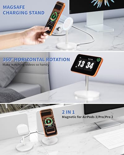Magnetic Wireless Charger Stand, 25W Fast Mag Safe Charger iPhone Stand, 6FT Magnet Wireless Charging Station Pad with 35W Adapter for iPhone 17 Air 17 Pro 17 Pro Max 16 15 14 13 12, AirPods Pro 2/3/4