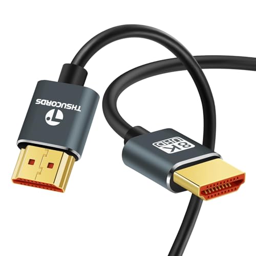 Thsucords Ultra Thin 8K 4K HDMI Cables 3.3FT 10 Pack, Slim & Flexible Soft High Speed HDMI 2.1 Lead Support 4K@120Hz 8K@60Hz 48Gbps for Roku TV/HDTV/PS5/Blu-ray - size: 3.3FT, style: 10-PACK