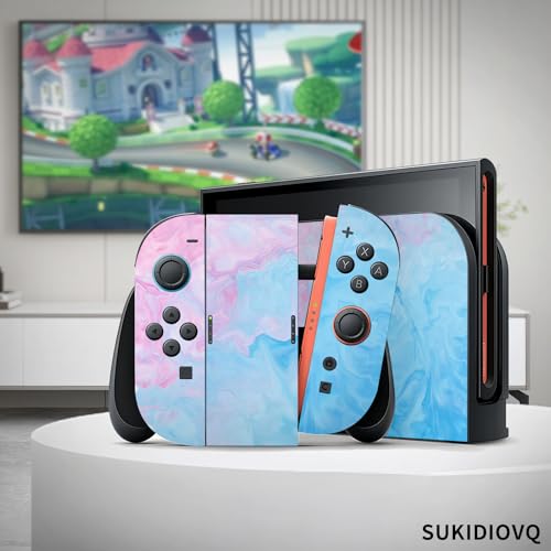 for Nintendo Switch 2 Skin Wrap Cover Decal Sticker Wrap Vinyl Mixed-Color Pattern (Blue-Pink) - color: Blue-Pink