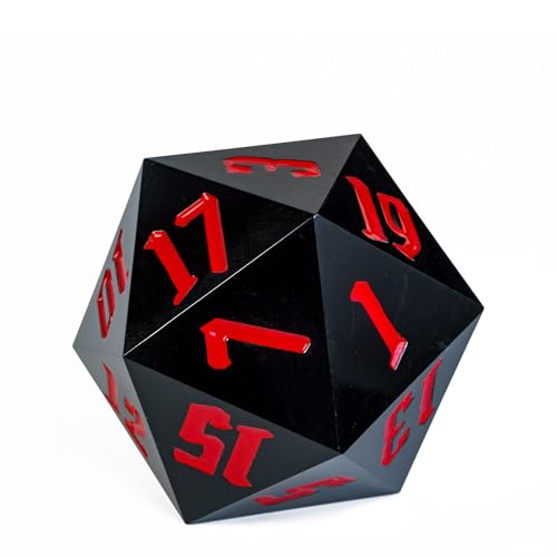 D20 Single Dice 55mm, 20 Sided DND Dice, Giant D20 D&D Polyhedral Dice Large D20 for Dungeons and Dragons, RPG, MTG Table Games (Black)… - color: Black
