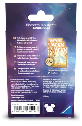 Ravensburger Disney Lorcana TCG: Archazia's Island Card Sleeves Featuring Cinderella - Ballroom Sensation| 65 Protective Sleeves for TCG Decks | Ages 8+