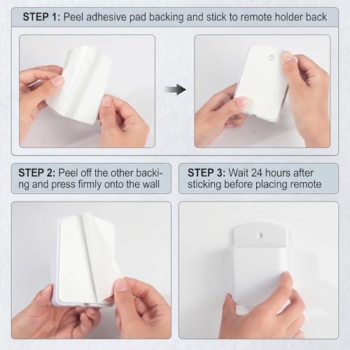 2 PCS Remote Control Holder Wall Mount, TV Remote Control Holder, Self Adhesive Pen Holder Organizers and Accessories for Home Office School (2, White+Black) - color: Set of 2-1 White+1 Black