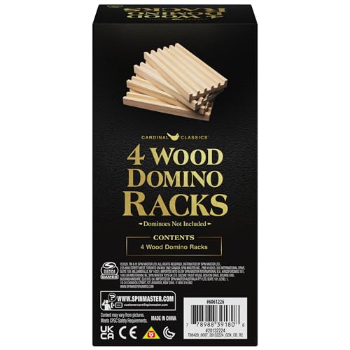 Spin Master Games Wooden Domino Racks Set of 4 Trays Classic Board Game - style: 4 Wooden Domino Rack