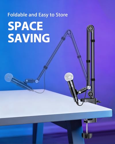 UBeesize Microphone Boom Arm, Aluminum Alloy Mic Arm Stand | 360° Rotatable Desk Mount with 3/8" to 5/8" Adapter, Compatible with Blue Yeti, HyperX QuadCast, Shure SM7B, Podcast & Gaming - color: Glossy Black
