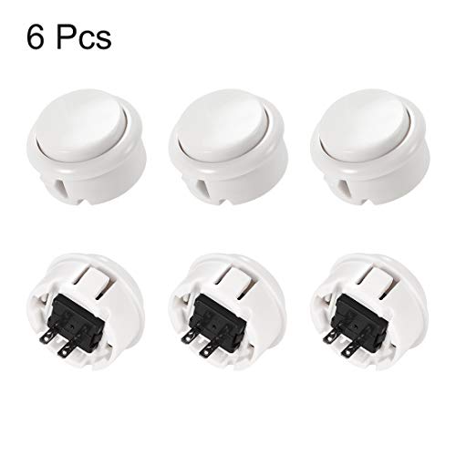 uxcell 30mm Mounting Hole Momentary Game Push Button Switch for Arcade Video Games White 6pcs - color: White