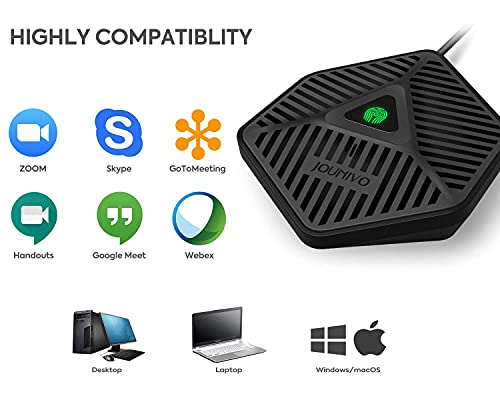 Conference USB Microphone, 360° Omnidirectional Computer Mic with Mute Button for Video Conference, Recording, Skype, Online Class, Plug & Play Compatible with Windows/macOS/PC/Laptop(JV808)