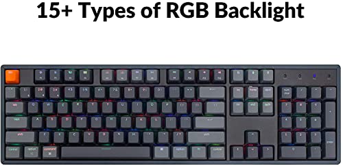 Keychron K10 RGB Full Size Layout Hot-Swappable Mechanical Keyboard for Mac Windows, Multitasking 104-Key Bluetooth Wireless/USB Wired Gaming Keyboard with Keychron Super Brown Switch Aluminum Frame - color: Hot-swap Keychron Super Brown Switch
