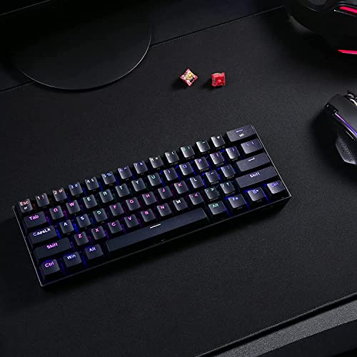 Redragon K530 Pro Draconic 60% Wireless RGB Mechanical Keyboard, BT/2.4Ghz/Wired 3-Mode 61 Keys Compact Gaming Keyboard w/Hot-Swap Socket, Free-Mod Plate Mounted PCB & Linear Red Switch - color: Black, size: Red Switch