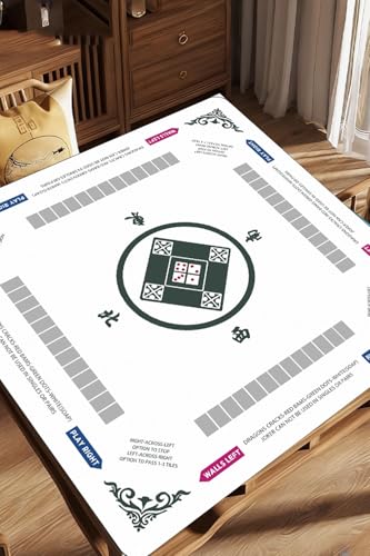 Mahjong Mat for Table, 31.5x31.5Inch American Mahjongg Table Mat (White) | Anti-Wrinkle&Foldable Neoprene Mahjongg Travel Mat for Table with Learning Rule, Anti-Slip Noise Reduction Includes Carry Bag - color: White