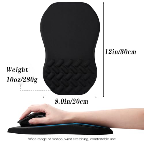 QDOAOF-Ergonomic Mouse Pad Wrist Support with Massage Design, Relieve Wrist Pain Mousepad, Wrist Rest Pain Relief Mousepad with Memory Foam&Non-Slip PU Base, Carpal Tunnel Syndrome (Black)