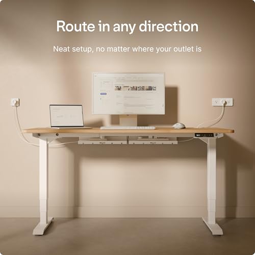 Desktronic Cable Duct Desk White Set of 2 - Stainless Steel Cable Management Desk Cable Duct with 5 Cable Cut-Outs - Easy to Install Cable Organiser - Cable Holder - color: White