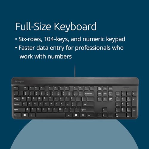 Kensington KB201 Simple Solutions Wired Keyboard, Black, TAA Compliant (K75453TAA) - size: Wired Keyboard
