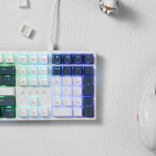 Redragon K668 RGB Gaming Keyboard, 108 Keys Wired Mechanical Keyboard w/Extra 4 Hotkeys, Sound Absorbing Foams, Upgraded Hot-swappable Socket, Mixed Color Keycaps x 2 Sets, Red Switch - color: Gemini Eclipse