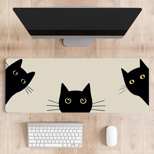 Mousepad Desk Mat Gaming Large Keyboard Cute Office Desktop Computer Laptop Cat XXL Long Giant Big Kawaii Aesthetic Girly Pretty Design Women Girl Gamer Oversized Wide 30x12'' Mousepad - color: Three Cat