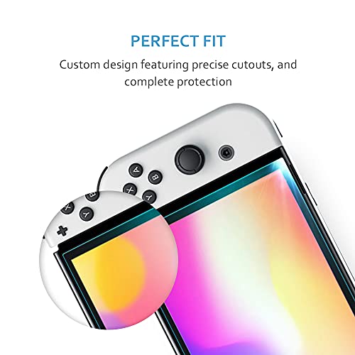 TJS 2 Pack Screen Protector for Nintendo Switch OLED Model 2021 7.0" Clear | Tempered Glass Screen Protector Works While Docking 0.3mm Thickness/Bubble Free/Ultra Clear/9H Hardness/ Anti-Fingerprint - size: Nintendo Switch OLED 7.0''