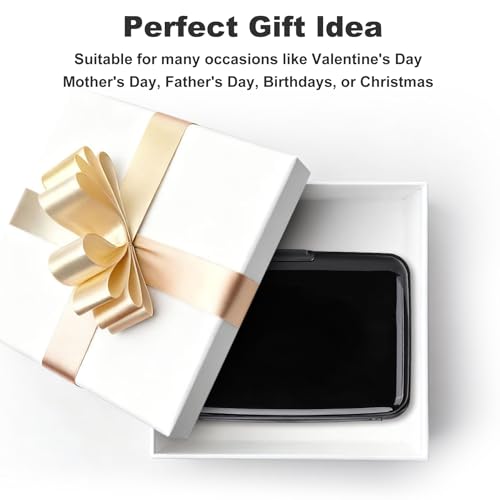 미니 RFID 알루미늄 지갑 신용 카드 홀더 명함 케이스 금속 ID 케이스 남성 여성용 (블랙) - color: 블랙.