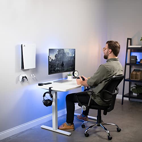 VIVO Steel Wall Mount Bracket Designed for PS5 Gaming Console, Vertical Display for PlayStation 5, Open Design, 2 Controller Mounts, White, MOUNT-PS5W - color: White