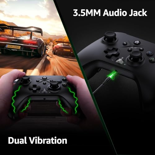 GMVOX Wireless Controller for X-BOX ONE, Gaming Controller with 2 Back Buttons, Remap/Turbo/Dual Vibration Functions,Support 3.5mm Headphone Jack,for X-BOX Series X/S, X-BOX ONE,Black - color: Black