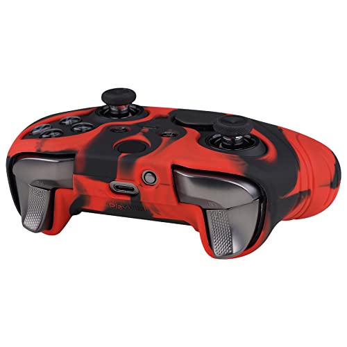 playvital Samurai Edition Anti Slip Silicone Case Cover for Xbox Elite Wireless Controller Series 2, Ergonomic Soft Rubber Skin Protector for Xbox Elite Series 2 with Thumb Grip Caps - Red & Black - color: Red & Black