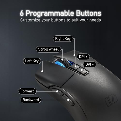 iRocks M31R Wireless Gaming Mouse, Triple Mode 2.4G/ Bluetooth/USB-C Detachable Cable Gaming Mouse, Kailh GM8.0 Mouse Switches, Advanced PixArt PAW3395 Optical Sensor, Up to 26,000 DPI - Black - color: Black