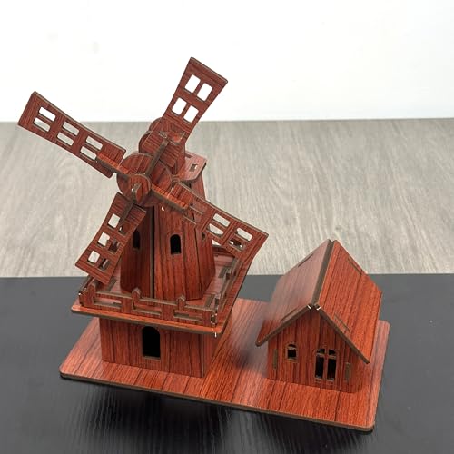 3D Puzzles for Adults, Log Cabin DIY Wooden House Model Kits for Adults to Build, Country Cottage Building Model, 3D Jigsaw Brain Teaser Puzzle, Dollhouse (Holland Windmill)