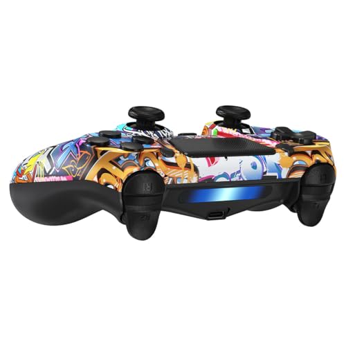 TIANHOO Wireless Controller Compatible with PS4/Pro/Slim | with Vibration Feedback, Motion Sensing, Touchpad, Light Bar, Share, 3.5mm Headphone Jack(Graffiti) - color: Neo-Graffiti