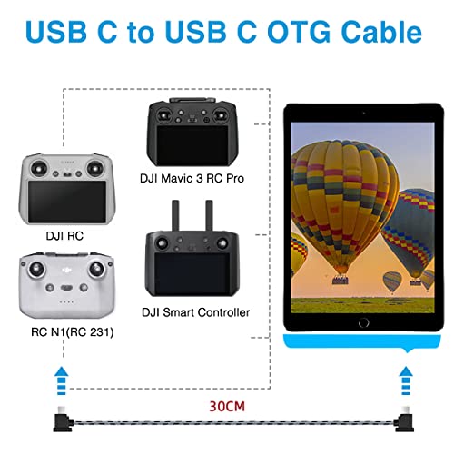 1FT+ 0.5FT(2 pack) USB C to USB C Remote Controller Cable for IPhone 17/16/16e/15 Pro Max, DJI Mavic 3/4 Pro/Air 2/2S, Mini 2/3/4/5 Pro,RC-N1,RC Pro to Tablet Cable 90 Degree Data OTG Cord Accessories - style: USB C to USB C