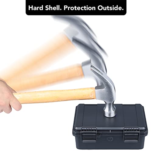 Lykus HC-1820 Mini Hard Case Dry Box with Foam Insert, Interior Size 7.1x4.7x2.7 in, IP66 Splash-Proof, Suitable for Cellphones, Tools, Small Devices and More - style: Int. Size: 7.1x4.7x2.7 in