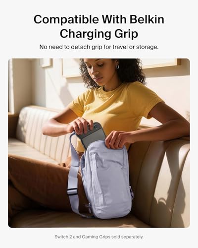 Belkin Nintendo Switch 2 Carrying Case, Sling Crossbody Travel Bag, Fits Up to 2 Pro Controllers with 10 Game Cartridge Slots, Soft Interior & Lightweight Protective Gaming Pouch, Switch 2 Accessories - color: Lilac
