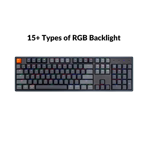 Keychron K10 Full Size 104 Keys Bluetooth Wireless/USB Wired Mechanical Gaming Keyboard with Keychron Super Brown Switch/RGB Backlight/Multitasking Computer Keyboard for Windows/Mac, Aluminum Frame - color: Keychron Super Brown Switch