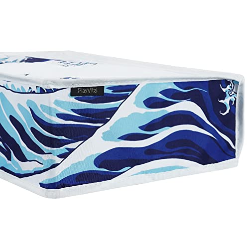 PlayVital Nylon Horizontal Dust Cover for ps5, Soft Neat Lining Dust Guard, Anti Scratch Waterproof Cover Sleeve for ps5 Console Digital Edition & Disc Edition - The Great Wave - color: The Great Wave