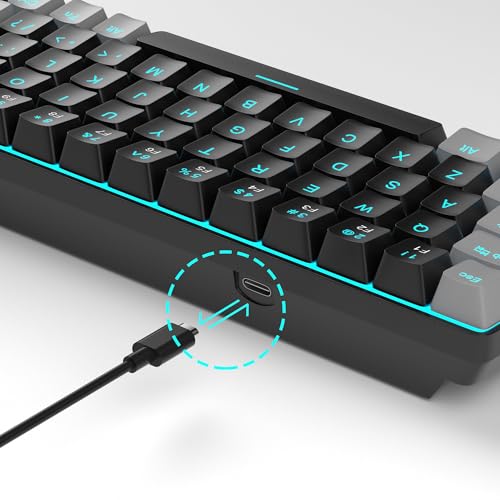 MageGee Portable 60% Mechanical Gaming Keyboard, MK-Box LED Backlit Compact 68 Keys Mini Wired Office Keyboard with Red Switch for Windows Laptop PC Mac - Black/Grey - color: Black/Red Switch