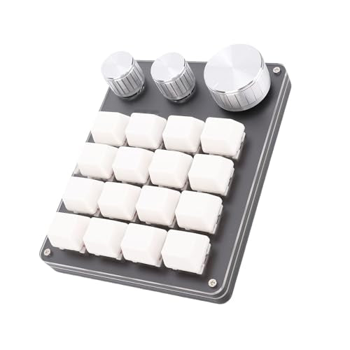 Macro Pad, Macro Keyboard, Programmable Keypad Customized, 16 Key Mini Mechanical Gaming Keyboard, One Handed, Wired for W OS X (White) - color: White